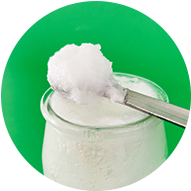 Coconut oil, moisturizing and skin-friendly ingredient used in bath products.