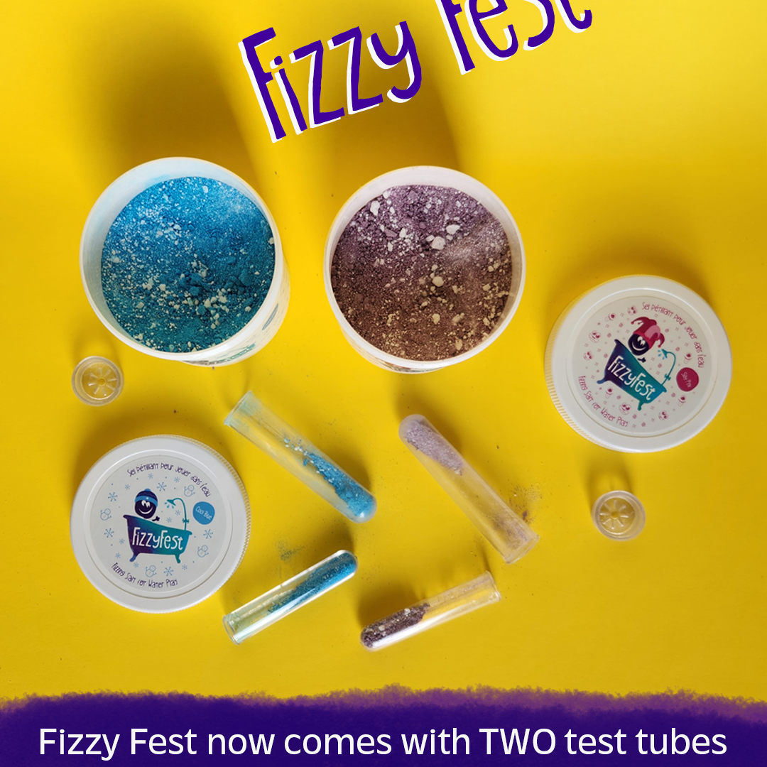 Opened Fizzy Fest packages showing the included test tubes.