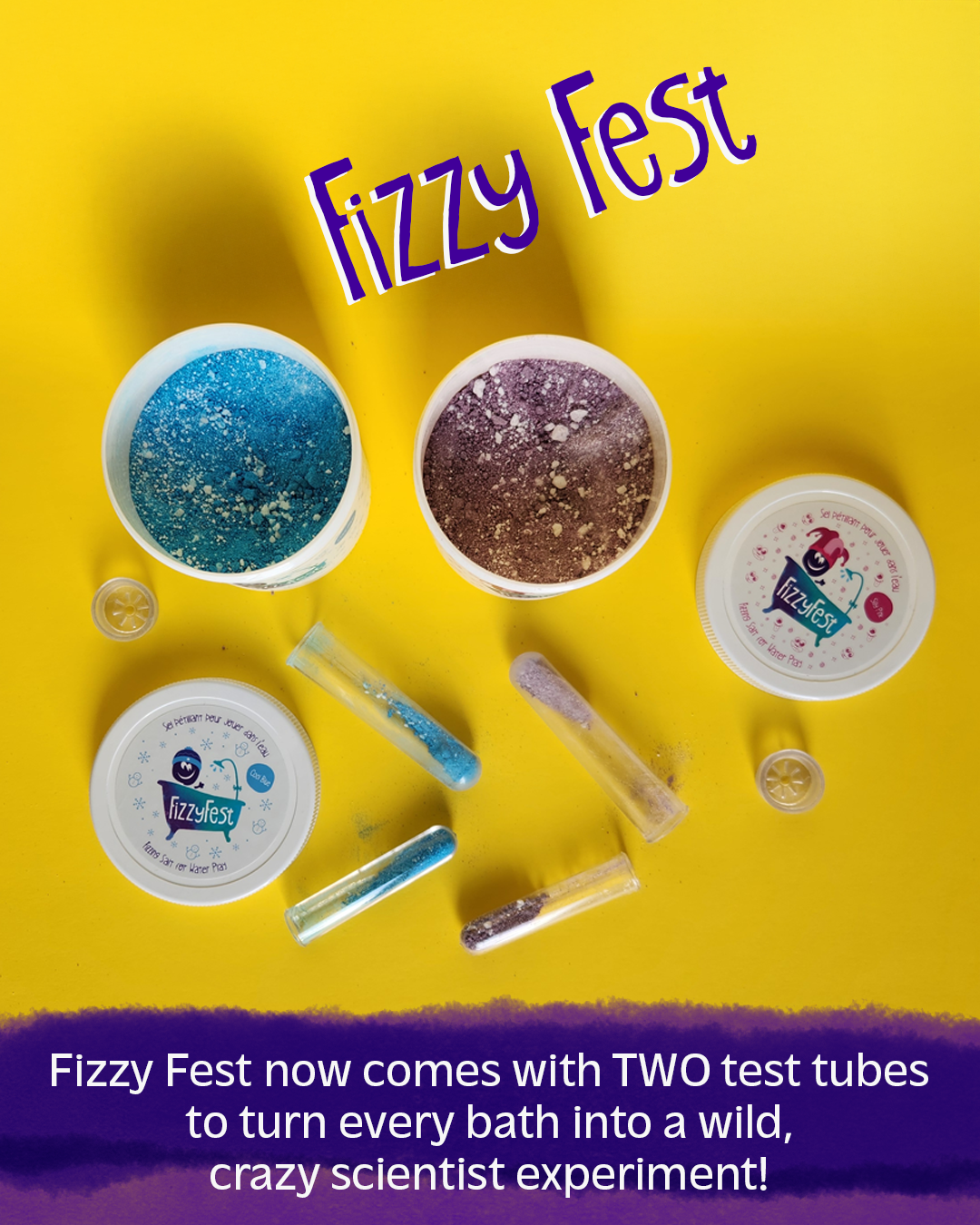 Opened Fizzy Fest packages showing the included test tubes.